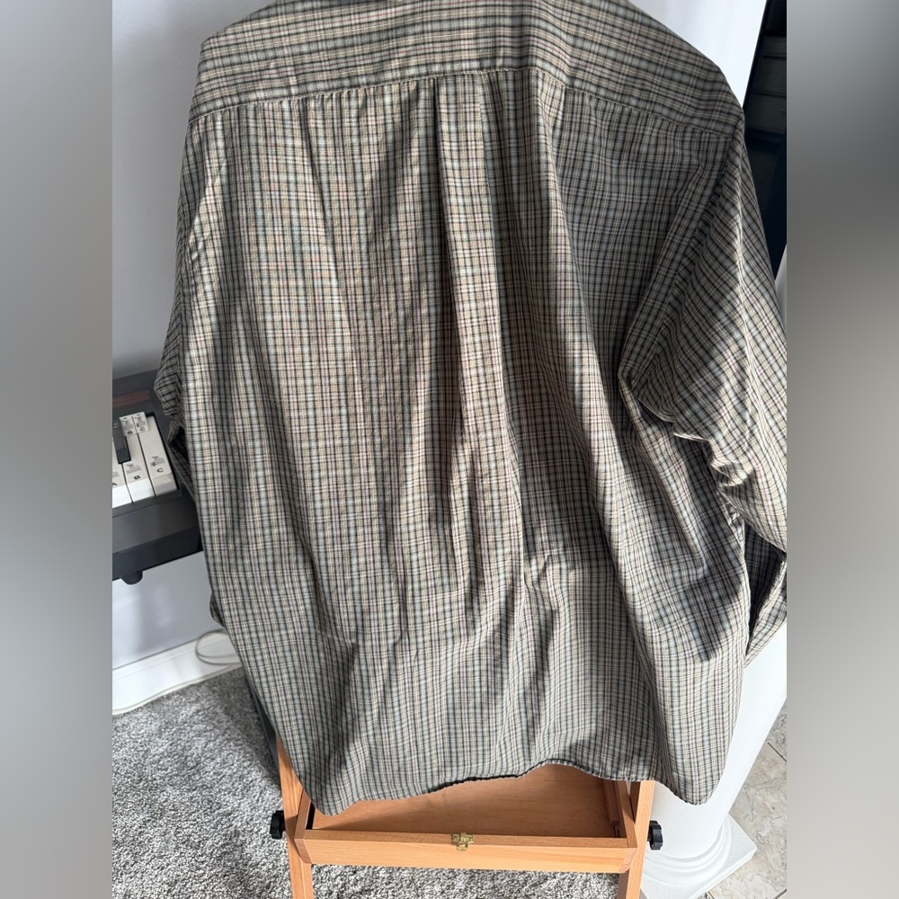 Van Heusen Men's Olive and Brown Plaid Button-Down Shirt - Picture 4 of 5